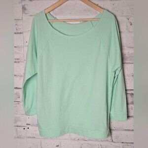 Next Level French Terry 3/4-Sleeve Raglan Pullover Raw Edge Neck - Mint Green